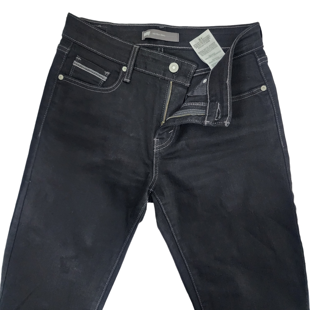 Levis Women’s Mid Rise‎ Skinny Black Jeans Size 8M Grey Stitching